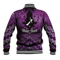 Personalised Aotearoa Matariki Baseball Jacket Purple Fern Maori Poutama LT01 - Polynesian Pride