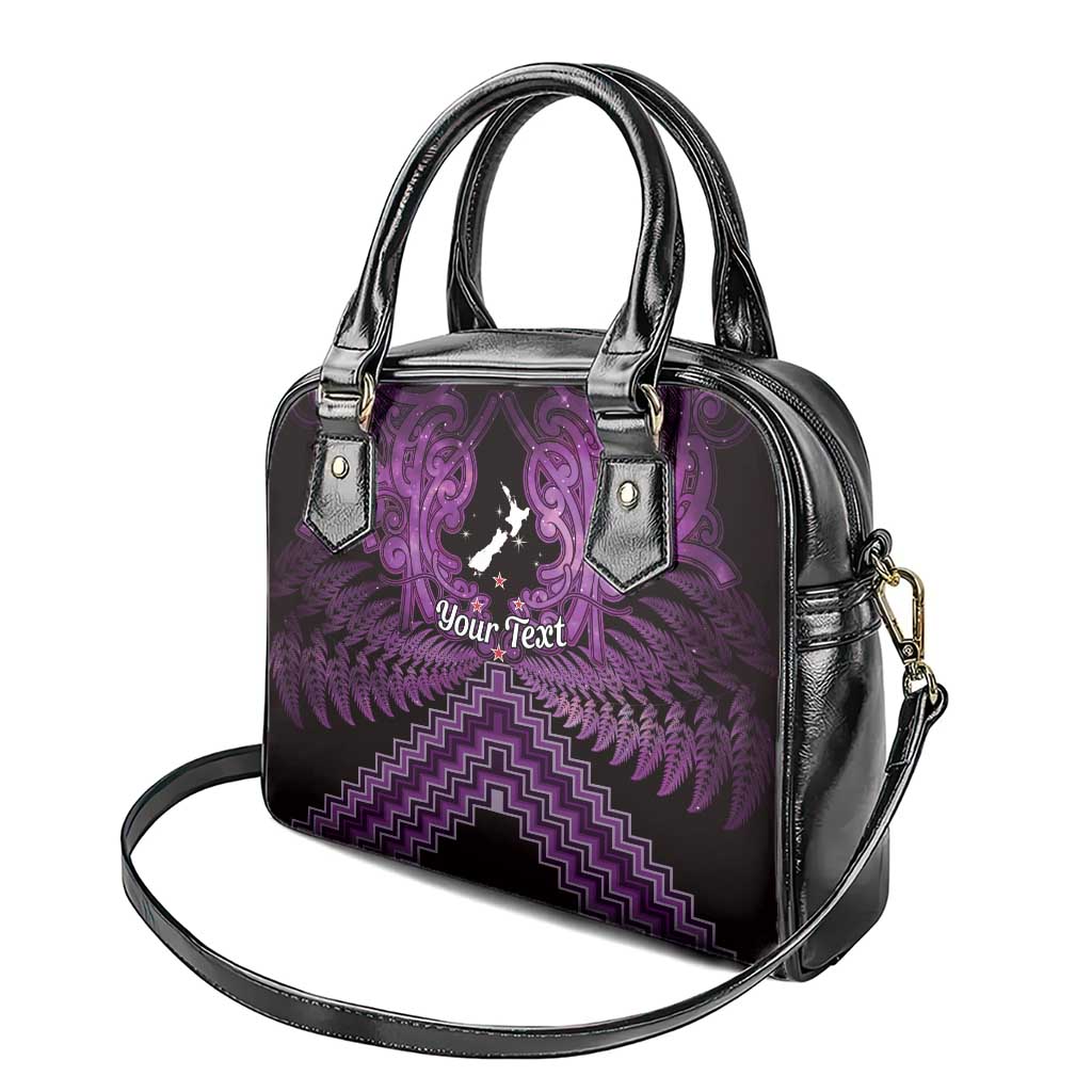 Personalised Aotearoa Matariki Shoulder Handbag Purple Fern Maori Poutama LT01 - Polynesian Pride