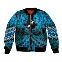 Personalised Aotearoa Matariki Bomber Jacket Turquoise Fern Maori Poutama LT01 Unisex Turquoise - Polynesian Pride