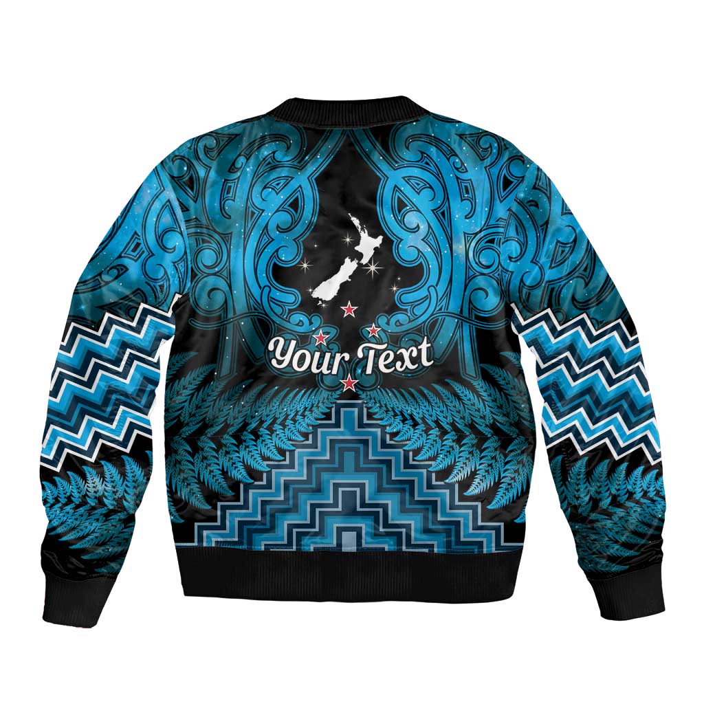 Personalised Aotearoa Matariki Bomber Jacket Turquoise Fern Maori Poutama LT01 - Polynesian Pride