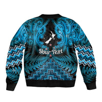 Personalised Aotearoa Matariki Bomber Jacket Turquoise Fern Maori Poutama LT01 - Polynesian Pride
