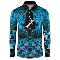 Personalised Aotearoa Matariki Button Sweatshirt Turquoise Fern Maori Poutama LT01 Turquoise - Polynesian Pride