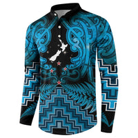 Personalised Aotearoa Matariki Button Sweatshirt Turquoise Fern Maori Poutama LT01 - Polynesian Pride