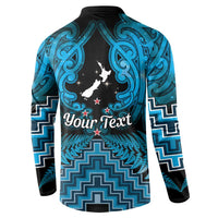 Personalised Aotearoa Matariki Button Sweatshirt Turquoise Fern Maori Poutama LT01 - Polynesian Pride