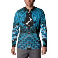 Personalised Aotearoa Matariki Button Sweatshirt Turquoise Fern Maori Poutama LT01 - Polynesian Pride