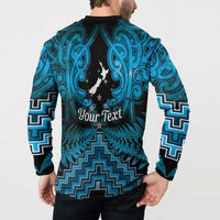 Personalised Aotearoa Matariki Button Sweatshirt Turquoise Fern Maori Poutama LT01 - Polynesian Pride