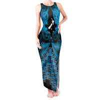 Personalised Aotearoa Matariki Tank Maxi Dress Turquoise Fern Maori Poutama LT01 Women Turquoise - Polynesian Pride