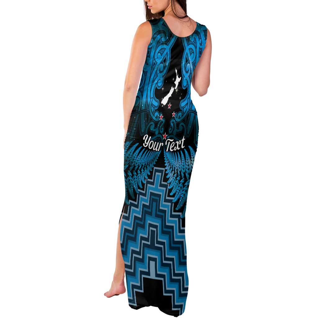 Personalised Aotearoa Matariki Tank Maxi Dress Turquoise Fern Maori Poutama LT01 - Polynesian Pride