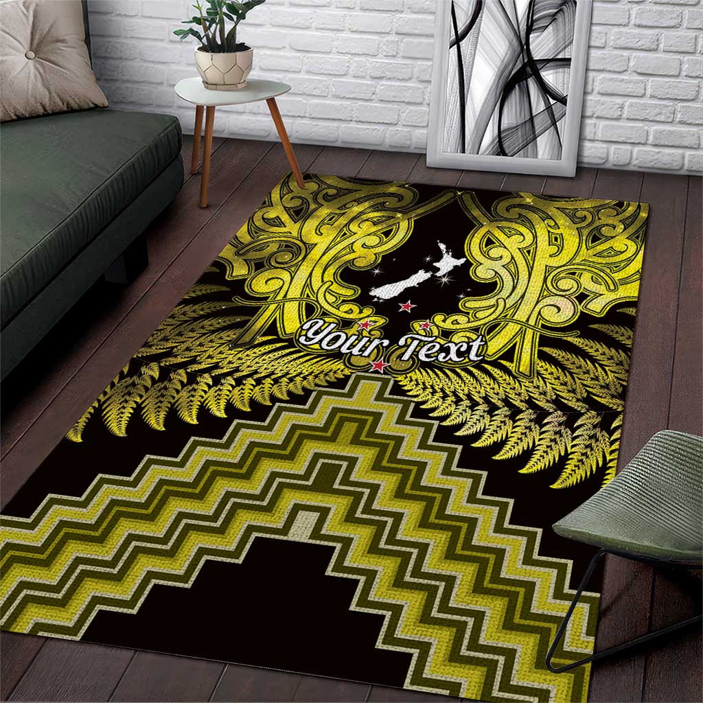 Personalised Aotearoa Matariki Area Rug Yellow Fern Maori Poutama LT01 Yellow - Polynesian Pride
