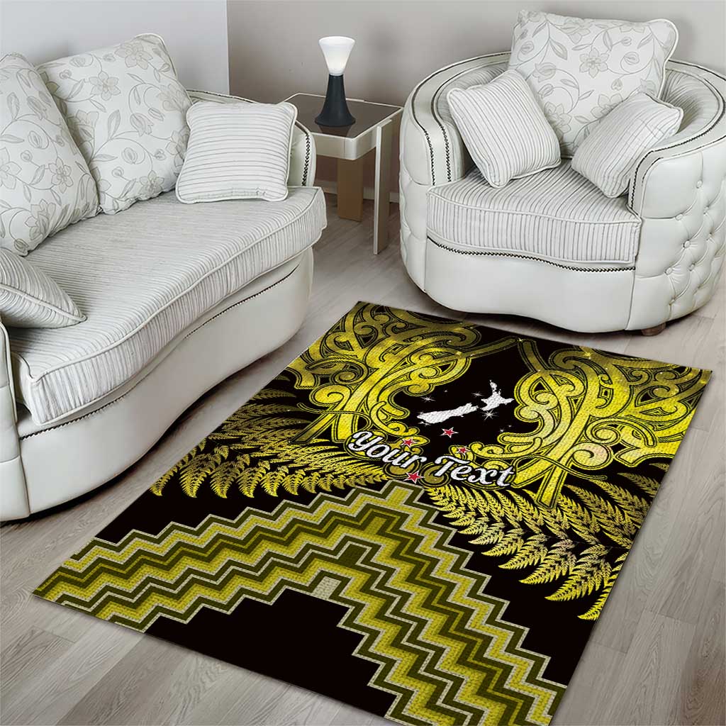 Personalised Aotearoa Matariki Area Rug Yellow Fern Maori Poutama LT01 - Polynesian Pride