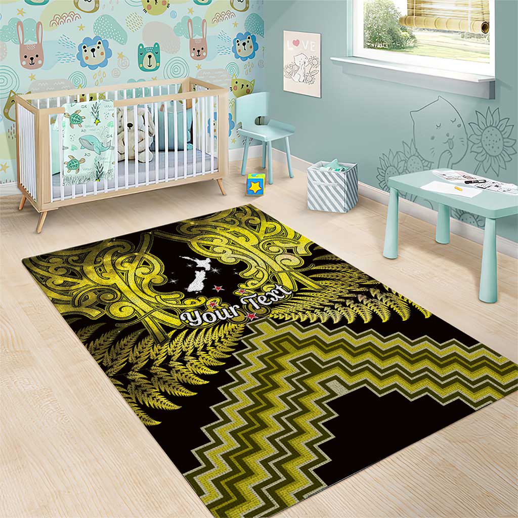 Personalised Aotearoa Matariki Area Rug Yellow Fern Maori Poutama LT01 - Polynesian Pride