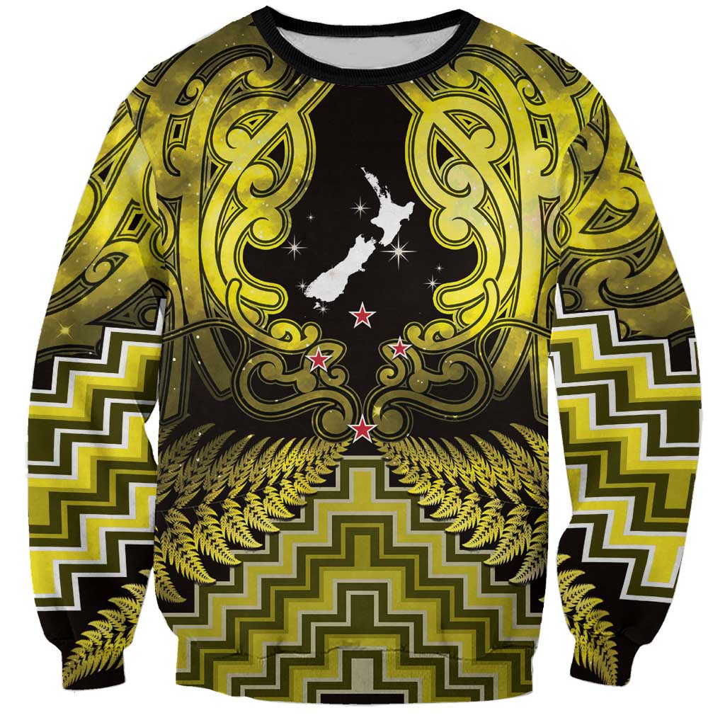 Personalised Aotearoa Matariki Sweatshirt Yellow Fern Maori Poutama LT01 Unisex Yellow - Polynesian Pride