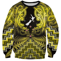 Personalised Aotearoa Matariki Sweatshirt Yellow Fern Maori Poutama LT01 Unisex Yellow - Polynesian Pride
