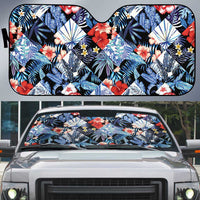 Hawaii Tropicana Blue Pattern Auto Sun Shade LT01 Blue - Polynesian Pride