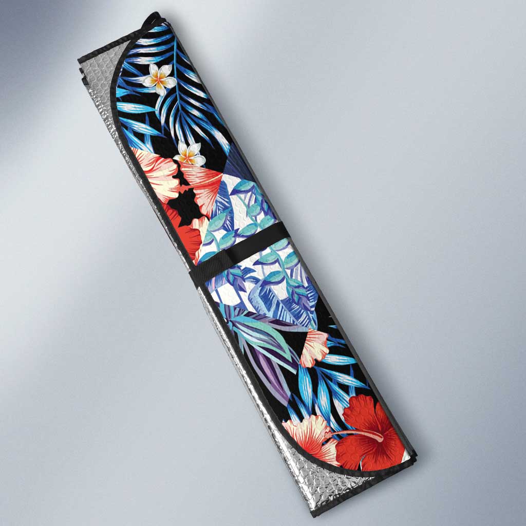 Hawaii Tropicana Blue Pattern Auto Sun Shade LT01 - Polynesian Pride