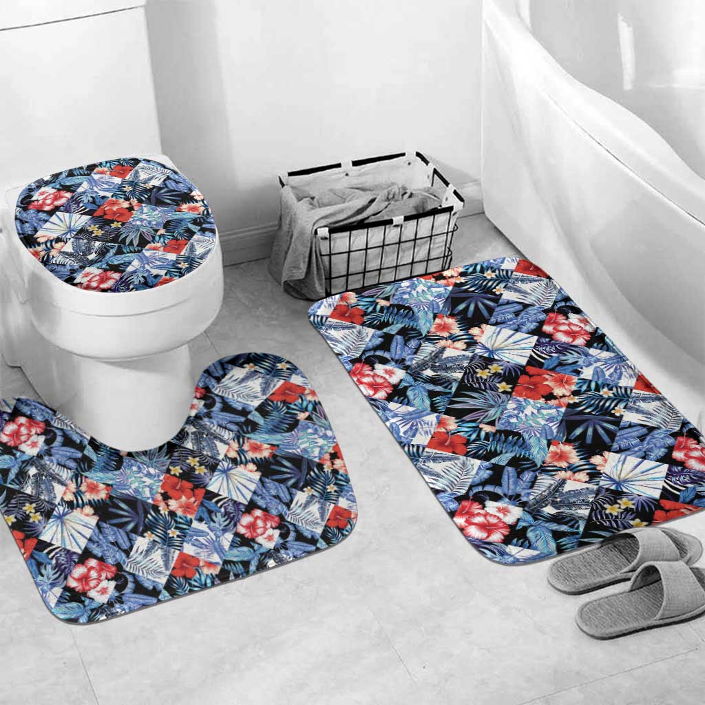 Hawaii Tropicana Blue Pattern Bathroom Set LT01 Mat Set Only (3 pcs) One Size Blue - Polynesian Pride
