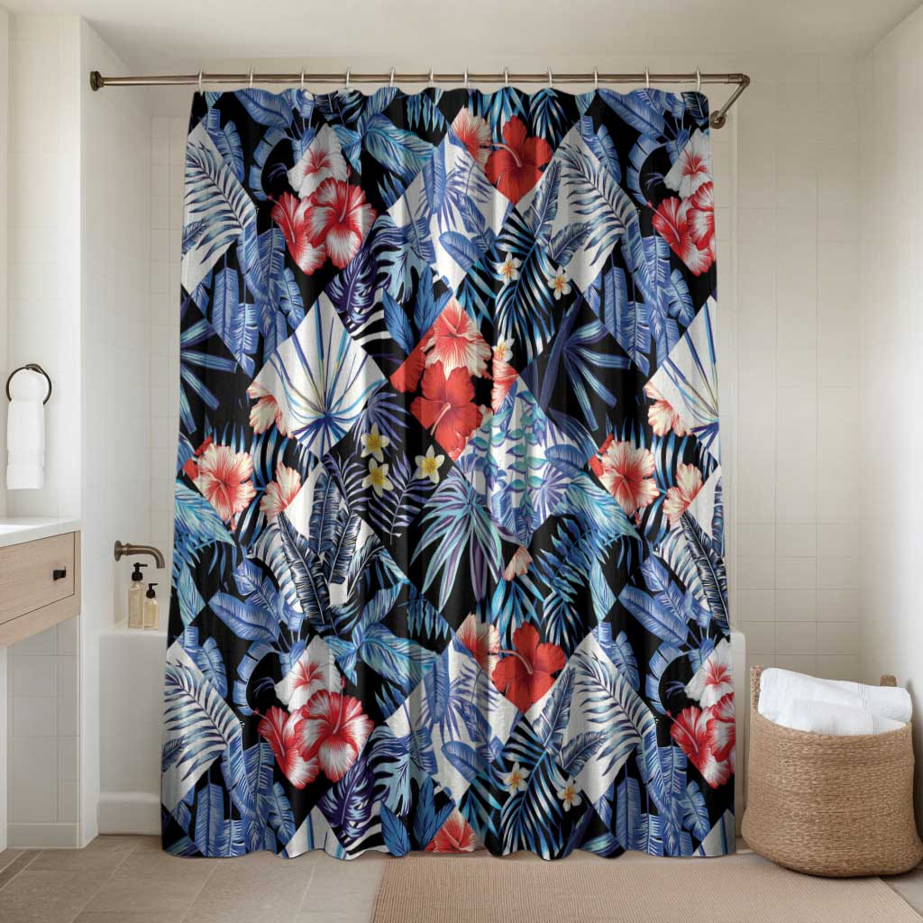 Hawaii Tropicana Blue Pattern Bathroom Set LT01 Shower Curtain Only Blue - Polynesian Pride