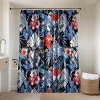 Hawaii Tropicana Blue Pattern Bathroom Set LT01 Shower Curtain Only Blue - Polynesian Pride