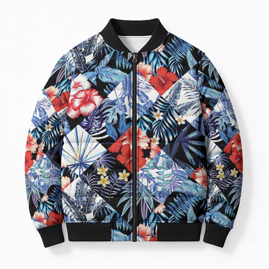 Hawaii Tropicana Blue Pattern Bomber Puffer Jacket LT01 Unisex Blue - Polynesian Pride
