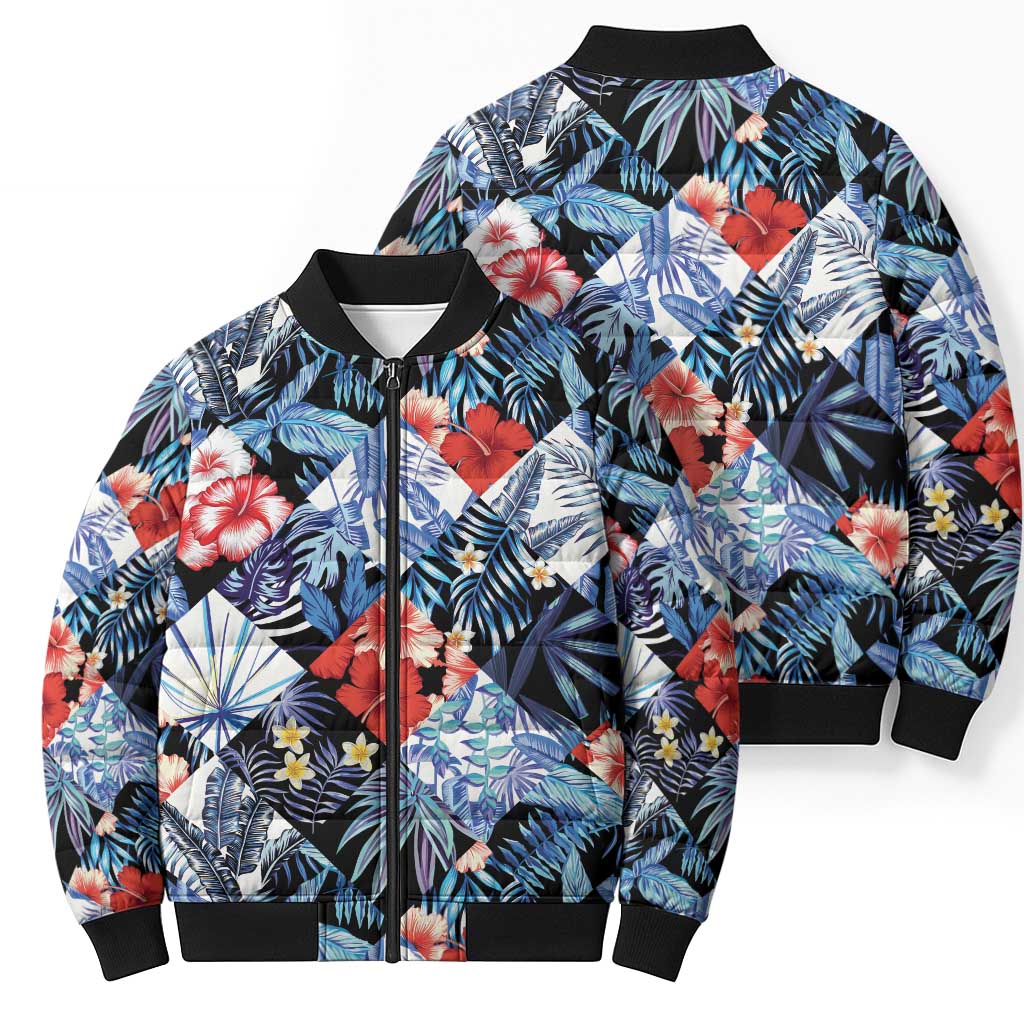 Hawaii Tropicana Blue Pattern Bomber Puffer Jacket LT01 - Polynesian Pride