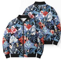 Hawaii Tropicana Blue Pattern Bomber Puffer Jacket LT01 - Polynesian Pride
