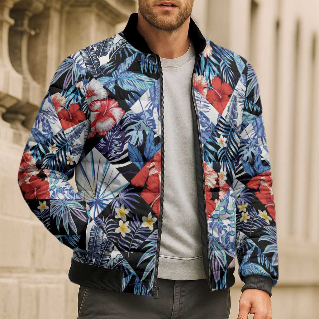 Hawaii Tropicana Blue Pattern Bomber Puffer Jacket LT01 - Polynesian Pride