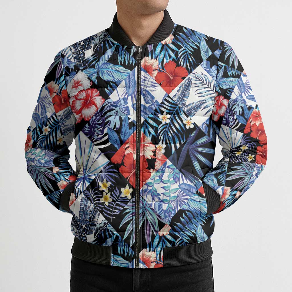 Hawaii Tropicana Blue Pattern Bomber Puffer Jacket LT01 - Polynesian Pride