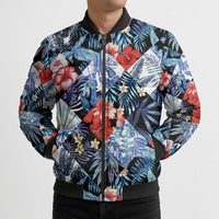 Hawaii Tropicana Blue Pattern Bomber Puffer Jacket LT01 - Polynesian Pride