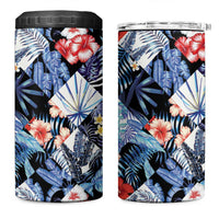 Hawaii Tropicana Blue Pattern 4 in 1 Can Cooler Tumbler LT01 One Size: 16 oz Blue - Polynesian Pride