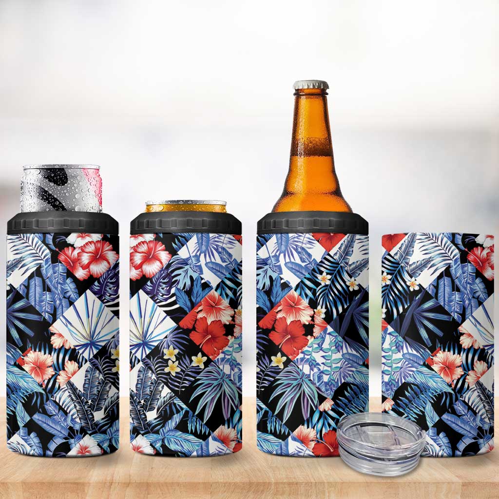 Hawaii Tropicana Blue Pattern 4 in 1 Can Cooler Tumbler LT01 - Polynesian Pride