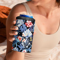 Hawaii Tropicana Blue Pattern 4 in 1 Can Cooler Tumbler LT01 - Polynesian Pride