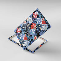 Hawaii Tropicana Blue Pattern Canvas Wall Art LT01 With Frame Blue - Polynesian Pride