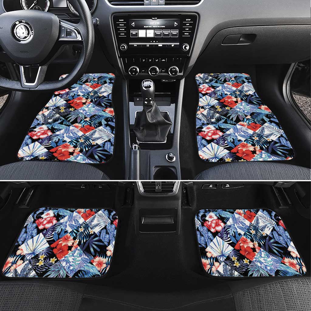 Hawaii Tropicana Blue Pattern Car Mats LT01 Set 4pcs Blue - Polynesian Pride