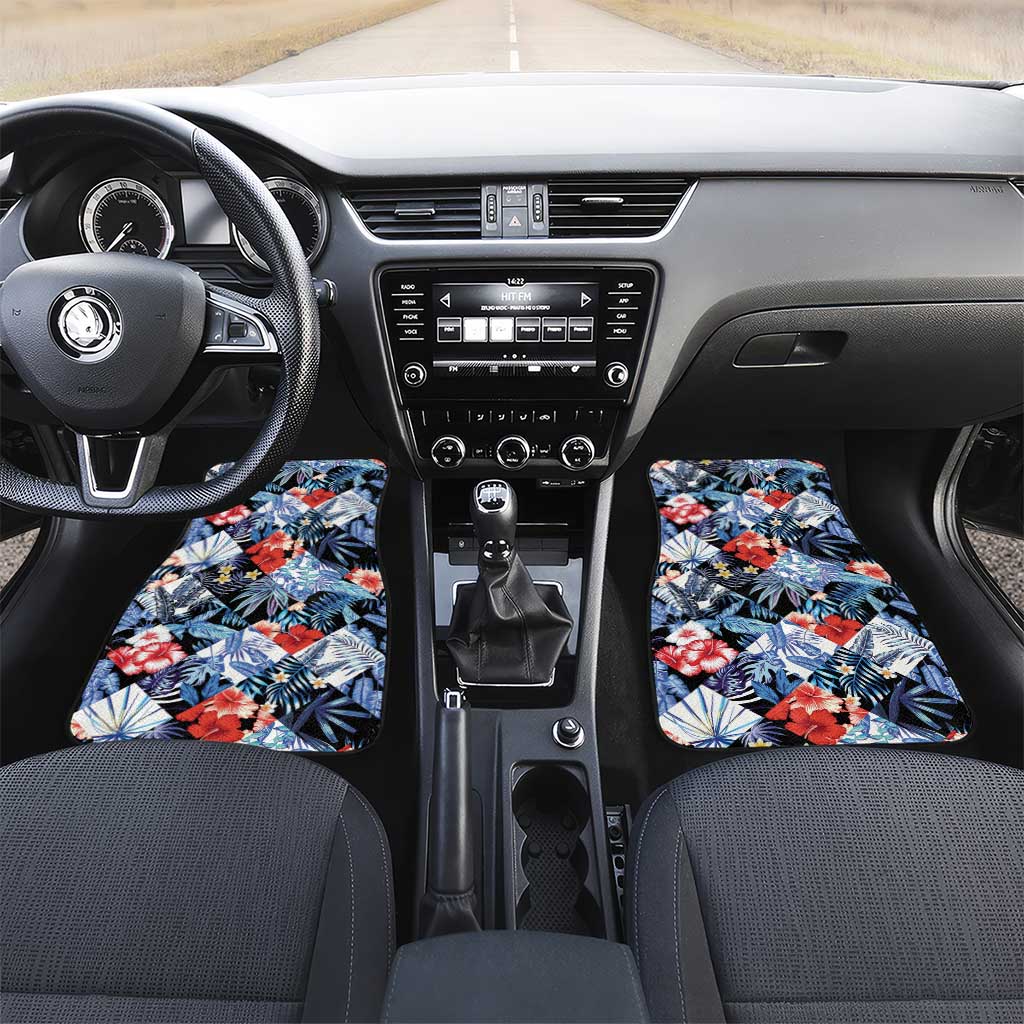 Hawaii Tropicana Blue Pattern Car Mats LT01 Set 2pcs - Front Blue - Polynesian Pride