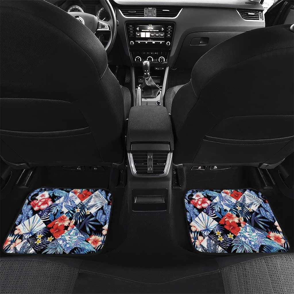 Hawaii Tropicana Blue Pattern Car Mats LT01 Set 2pcs - Back Blue - Polynesian Pride