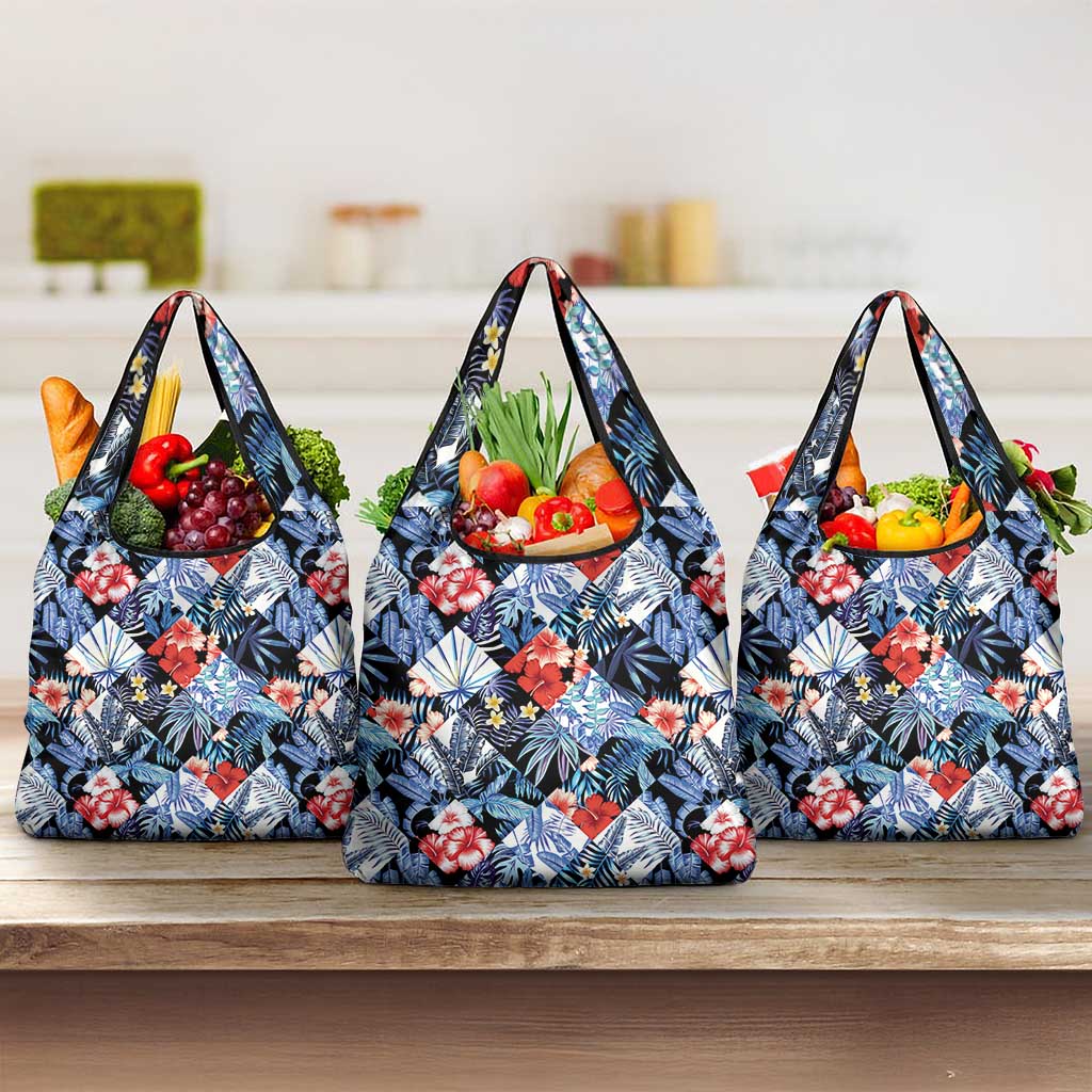 Hawaii Tropicana Blue Pattern Grocery Bag LT01 3-pack One Size Blue - Polynesian Pride