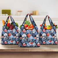 Hawaii Tropicana Blue Pattern Grocery Bag LT01 3-pack One Size Blue - Polynesian Pride