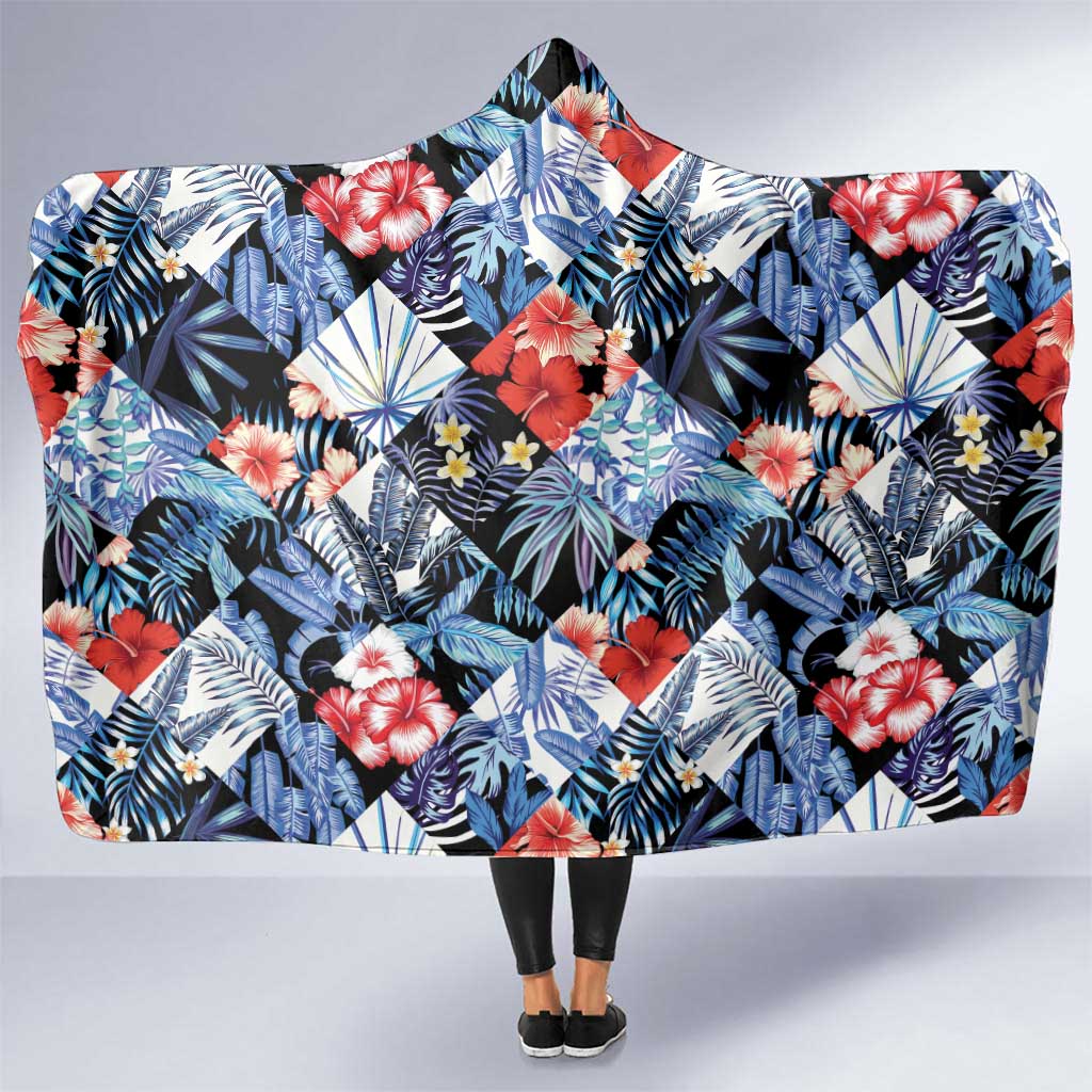 Hawaii Tropicana Blue Pattern Hooded Blanket LT01 One Size Blue - Polynesian Pride