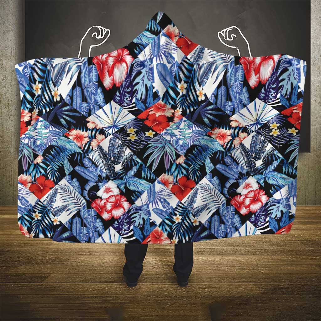 Hawaii Tropicana Blue Pattern Hooded Blanket LT01 - Polynesian Pride