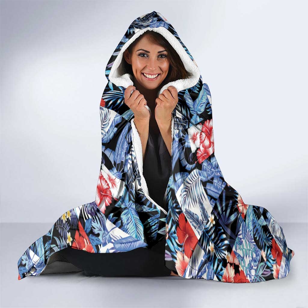 Hawaii Tropicana Blue Pattern Hooded Blanket LT01 - Polynesian Pride