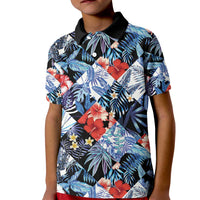 Hawaii Tropicana Blue Pattern Kid Polo Shirt LT01 Kid Blue - Polynesian Pride