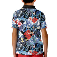 Hawaii Tropicana Blue Pattern Kid Polo Shirt LT01 - Polynesian Pride