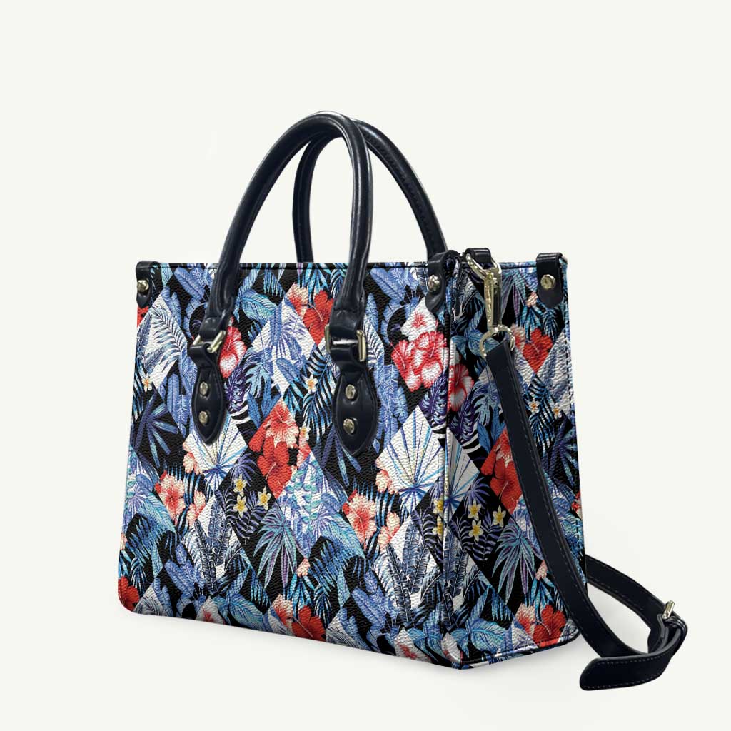 Hawaii Tropicana Blue Pattern Leather Bag LT01 Blue - Polynesian Pride