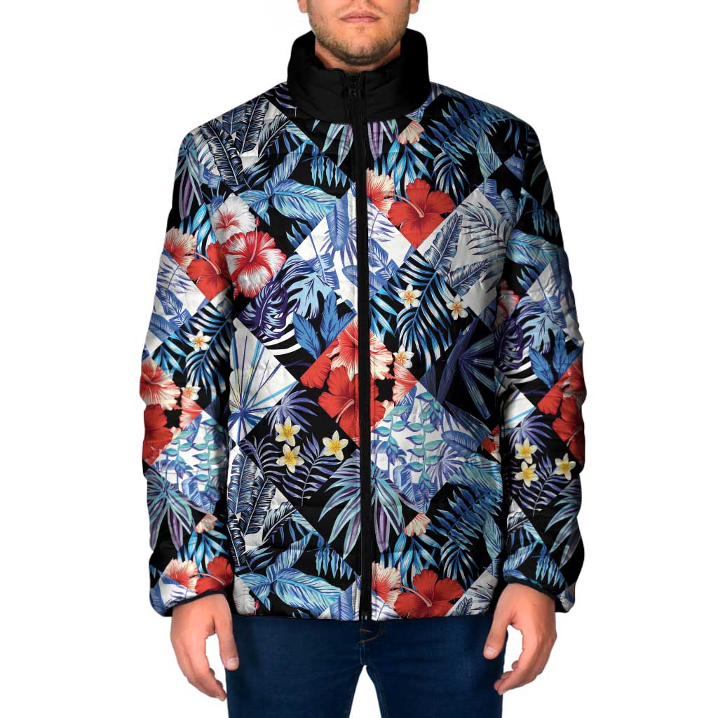 Hawaii Tropicana Blue Pattern Padded Jacket LT01 Men Blue - Polynesian Pride
