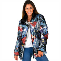 Hawaii Tropicana Blue Pattern Padded Jacket LT01 Women Blue - Polynesian Pride