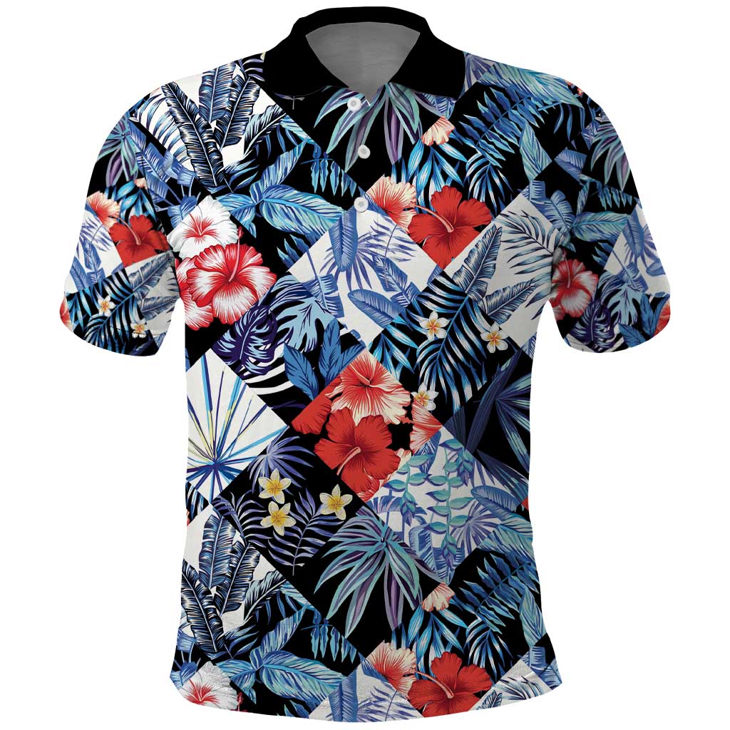 Hawaii Tropicana Blue Pattern Polo Shirt LT01 Blue - Polynesian Pride