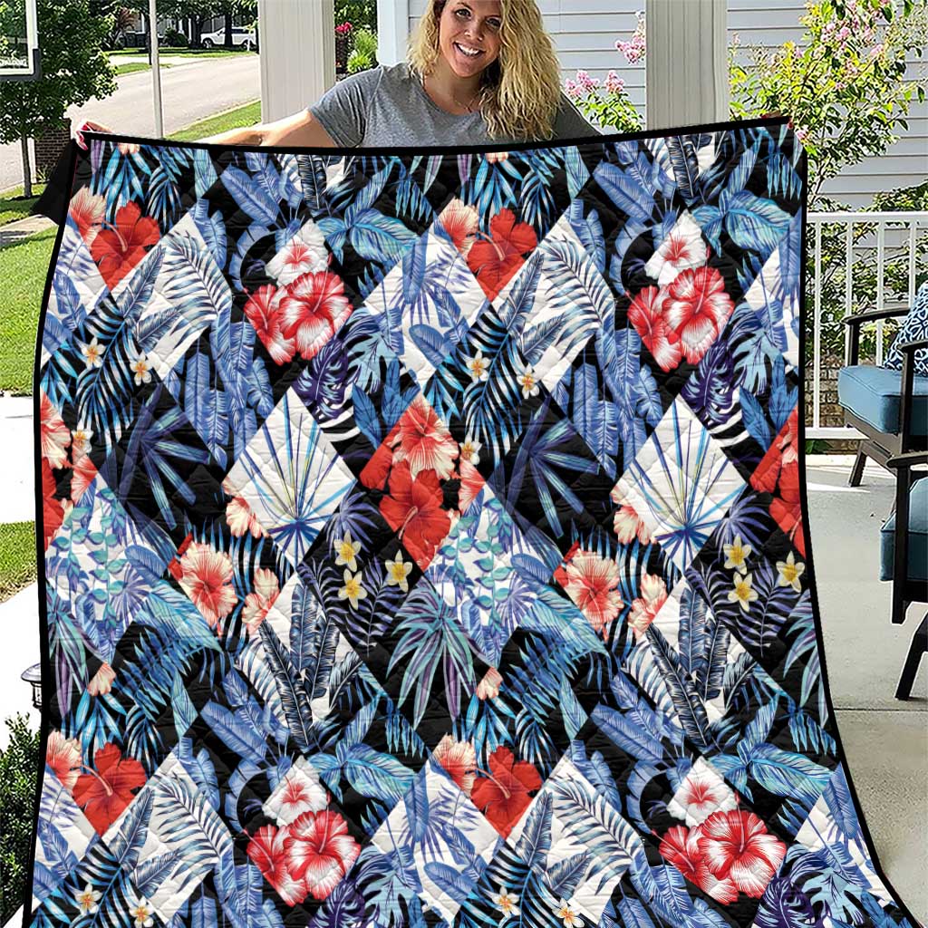 Hawaii Tropicana Blue Pattern Quilt LT01 Blue - Polynesian Pride