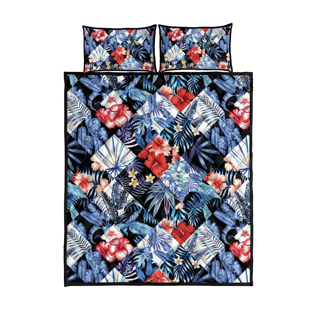 Hawaii Tropicana Blue Pattern Quilt Bed Set LT01 - Polynesian Pride