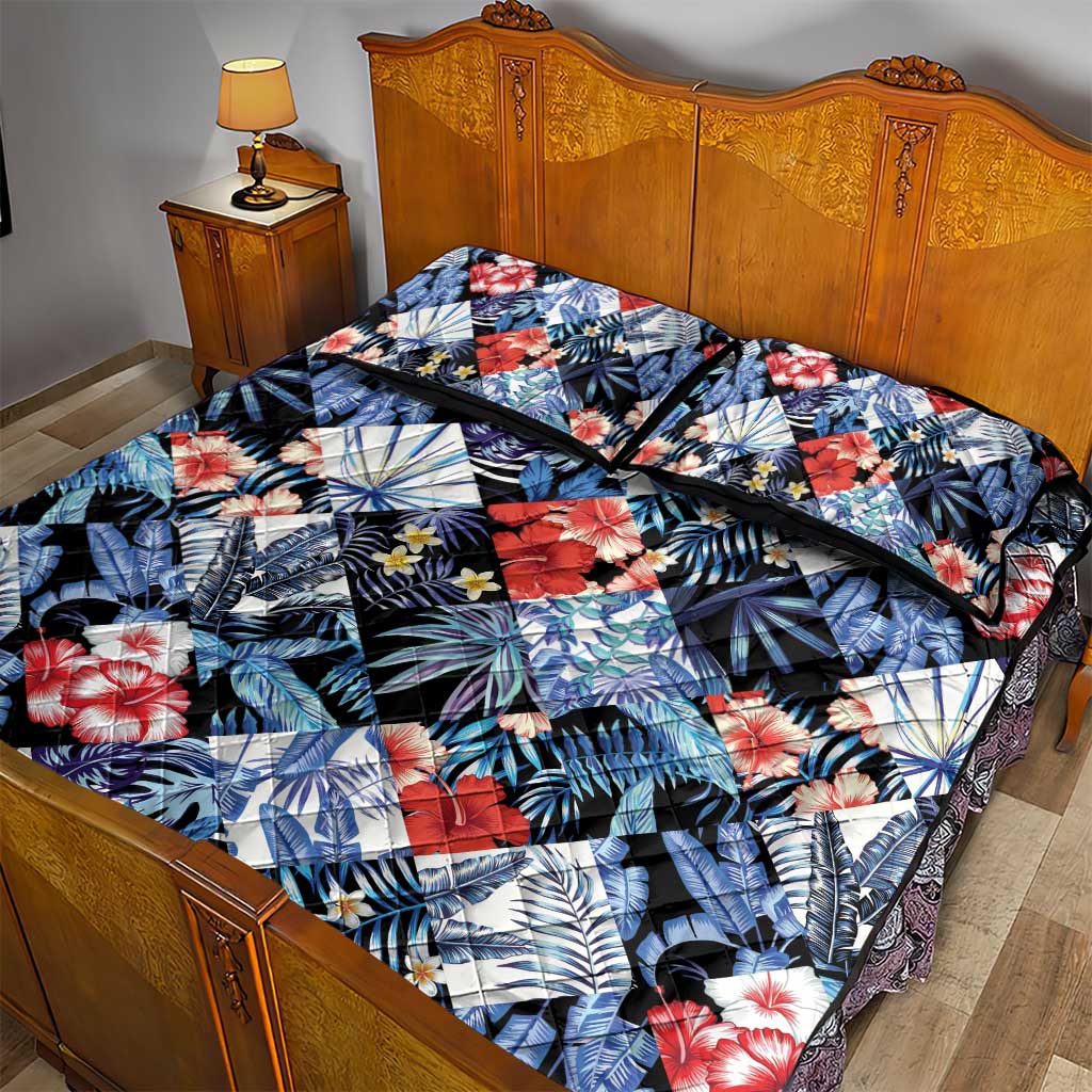 Hawaii Tropicana Blue Pattern Quilt Bed Set LT01 - Polynesian Pride
