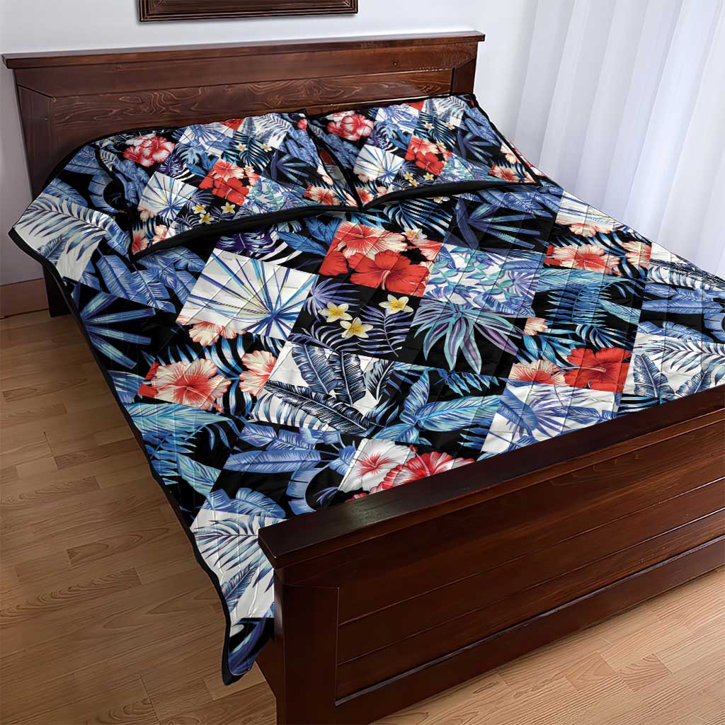 Hawaii Tropicana Blue Pattern Quilt Bed Set LT01 - Polynesian Pride